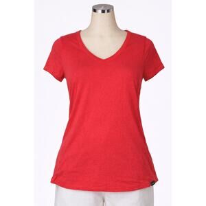 prAna Red V-Neck Short‎ Sleeve Tee Shirt